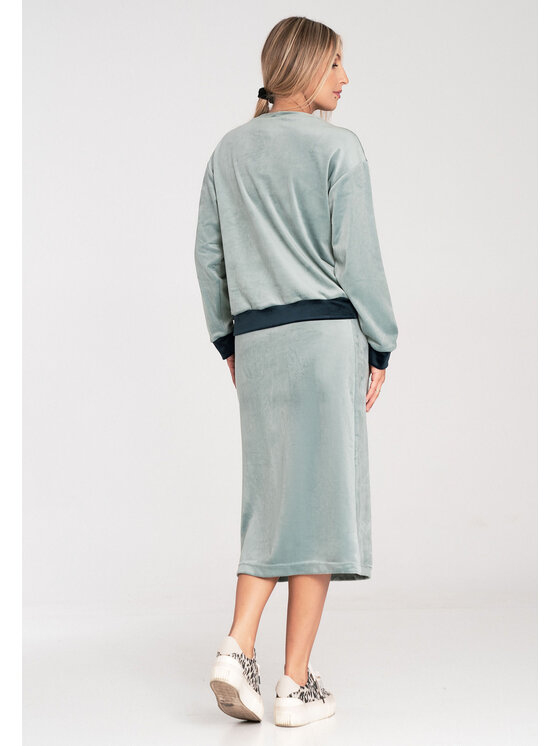 FIGL FIGL Komplet bluza i spódniczka M1036 Zielony Regular Fit