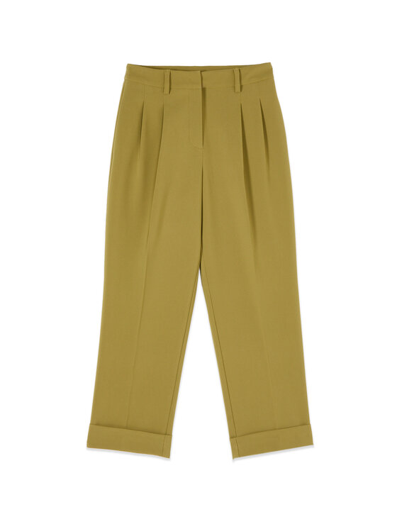 Oltre Oltre Spodnie materiałowe P04YR009466N025 Zielony Cropp Fit