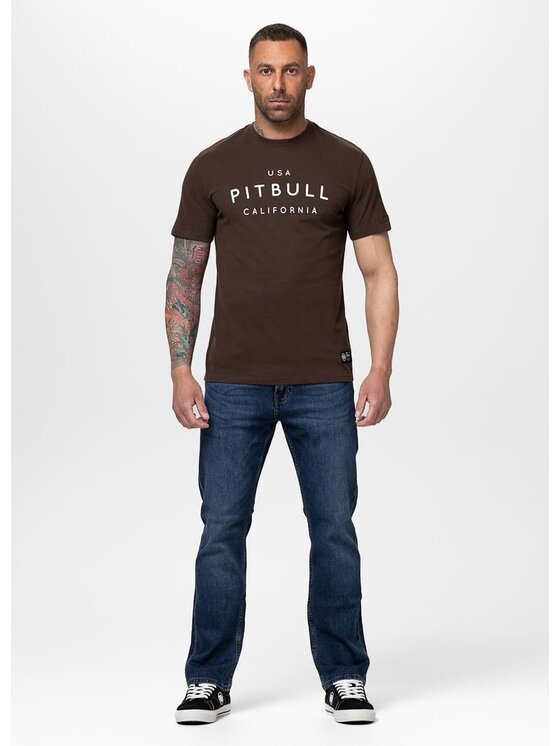 PITBULL PITBULL T-Shirt USA CAL Brązowy ciemny Regular Fit