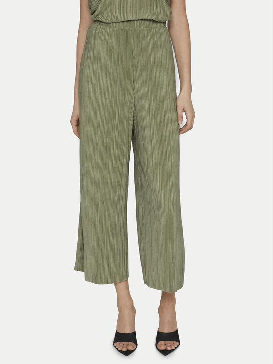Vila Vila Kalhoty culottes Plisa 14096324 Zelená Regular Fit