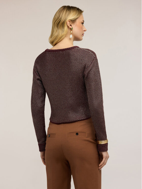 Motivi Motivi Sweter M115W003805N0Z6 Bordowy Regular Fit