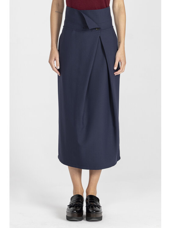 Deni Cler Milano Deni Cler Milano Spódnica maxi T-DC-7050-E5-40-58-1 Granatowy Regular Fit