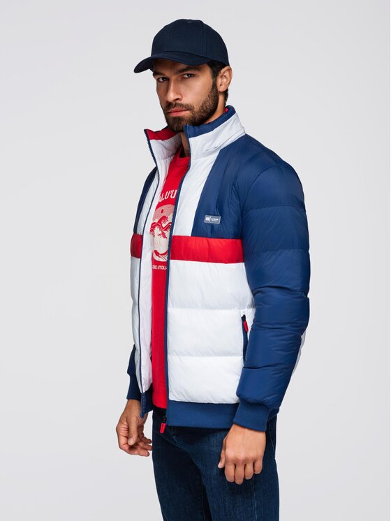 Ombre Ombre Kurtka przejściowa OM-JALP-0296 Granatowy Regular Fit
