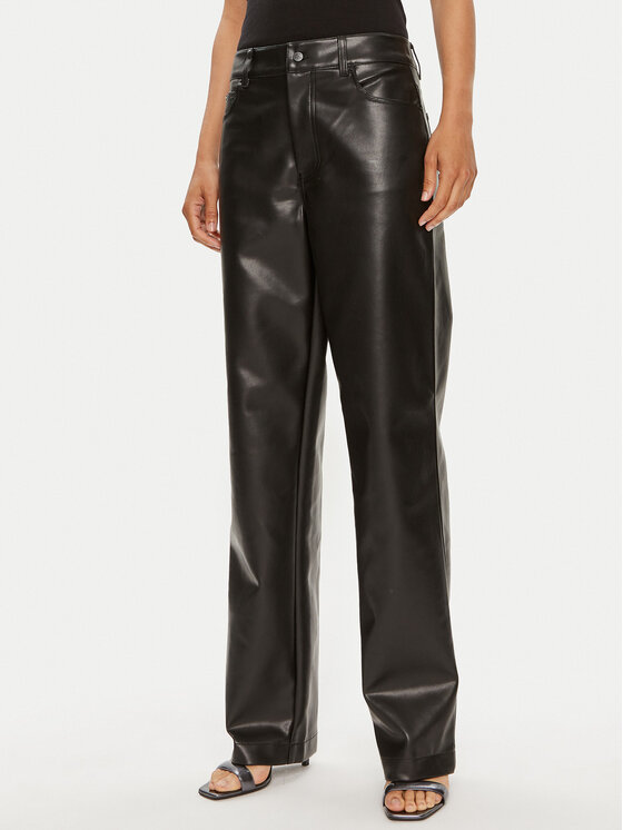 Calvin Klein Jeans Calvin Klein Jeans Műbőr nadrág J20J223548 Fekete Straight Fit