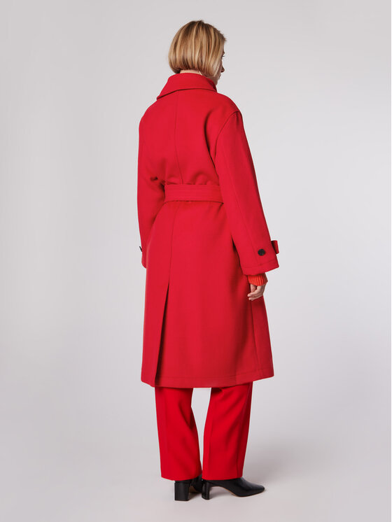 Simple Simple Демісезонний плащ PLD502-04 Червоний Relaxed Fit