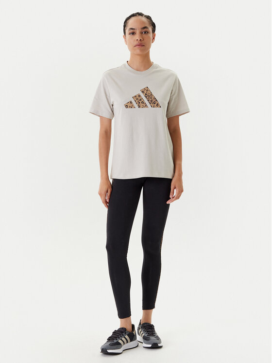 adidas adidas Leggings Leopard 3-Stripes JW7307 Crna Slim Fit