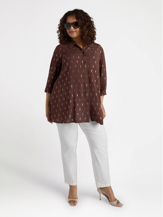Fiorella Rubino Fiorella Rubino Camicia 5089T001326N022 Marrone Over Fit