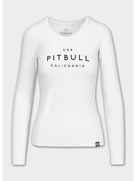PITBULL PITBULL Longsleeve Longsleeve damski Slim Fit USA CAL XL Biały Regular Fit