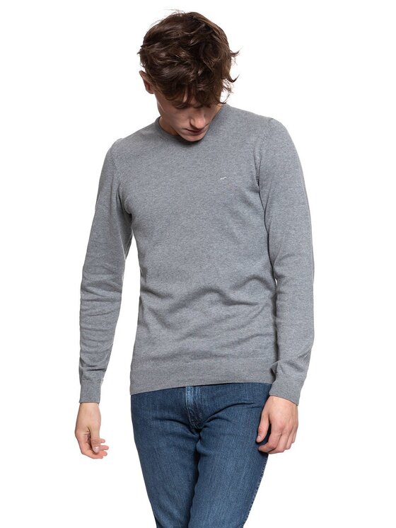 Mustang Mustang Sweter BASIC C-NECK JUMPER Szary Regular Fit