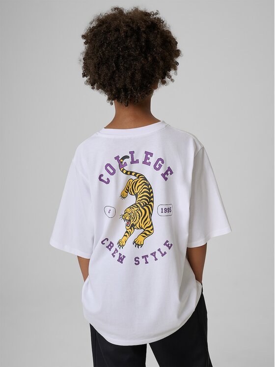 4F 4F T-Shirt 4FJRAW26TTSHM4527-10S Biały Regular Fit