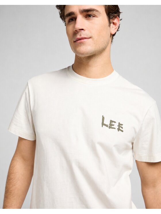 Lee Lee T-Shirt Relaxed Graphic Tee Biały Relaxed Fit