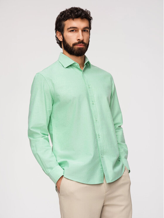Ombre Ombre Koszula K705 Zielony jasny Regular Fit