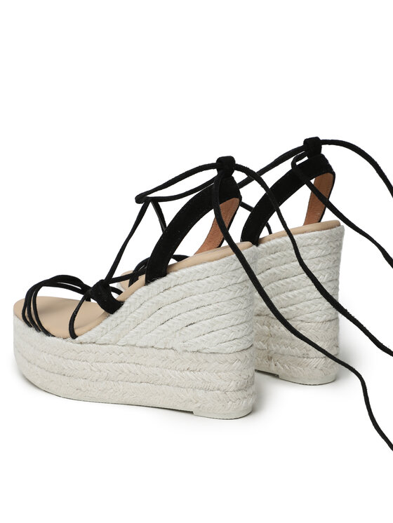 Manebi Manebi Espadrile Lace-Up Wedge Espadrilles L 8.6 WA Negru