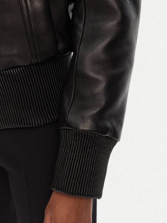 Balmain Balmain Μπουφάν δερμάτινο DF0TH275LC62 Μαύρο Regular Fit