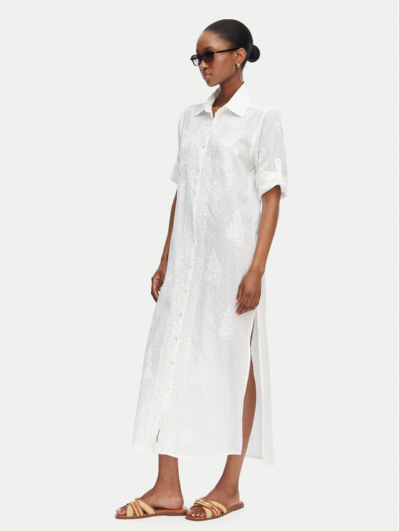 Selmark Selmark Vestito da spiaggia BC233 Bianco Regular Fit