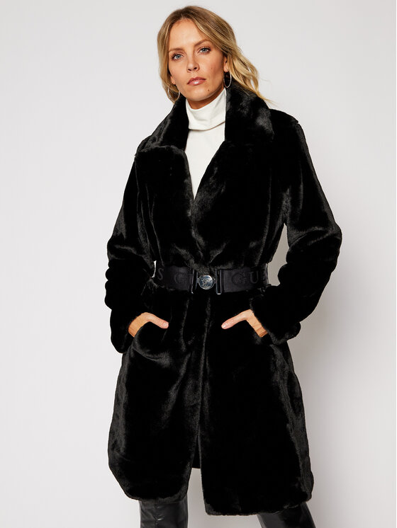 Guess Guess Кожено палто New Shelly W0BL1F WAPL0 Черен Regular Fit
