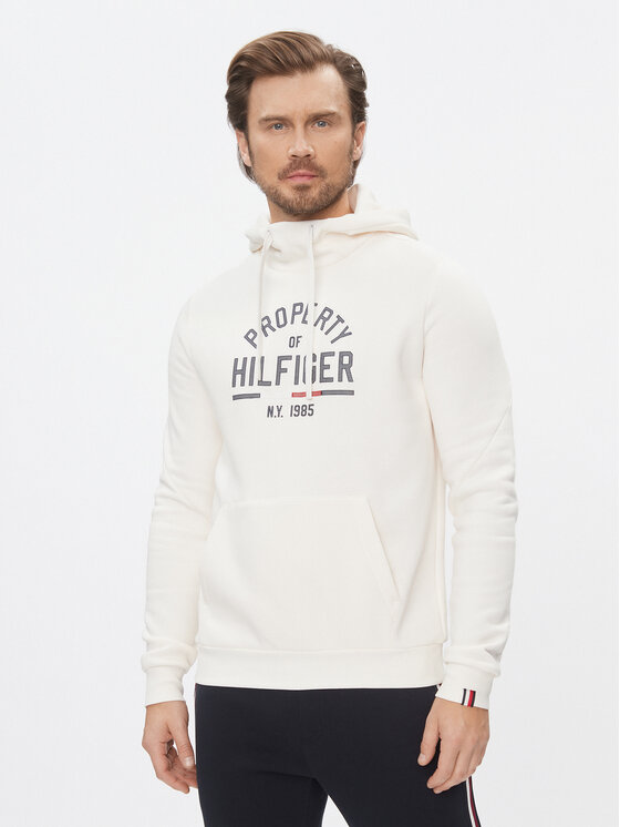 Tommy Hilfiger Džemperis ar kapuci Graphic MW0MW32627 Balts Regular Fit