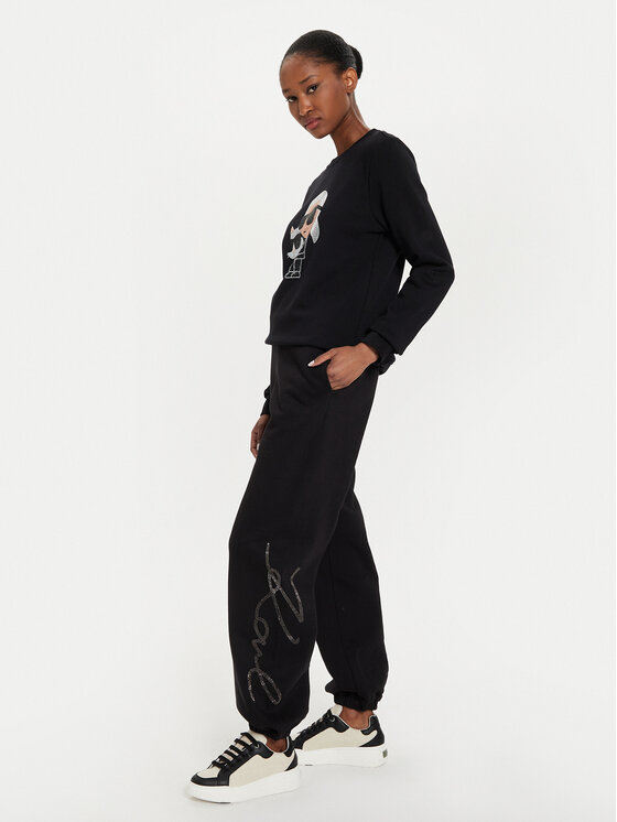 KARL LAGERFELD KARL LAGERFELD Jogginghose 245W1053 Schwarz Regular Fit