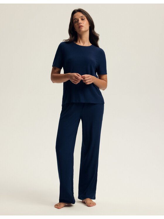 Esotiq Esotiq Piżama 43806 Granatowy Regular Fit