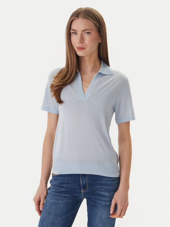 Guess Tricou polo W6GR03 Z0583 Albastru deschis Regular Fit