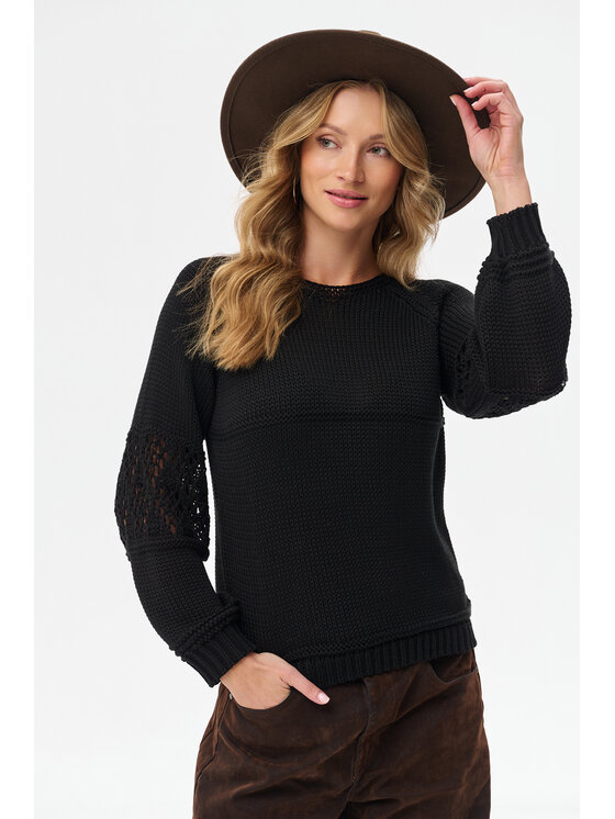 blue shadow blue shadow Sweter Blavia Czarny Regular Fit