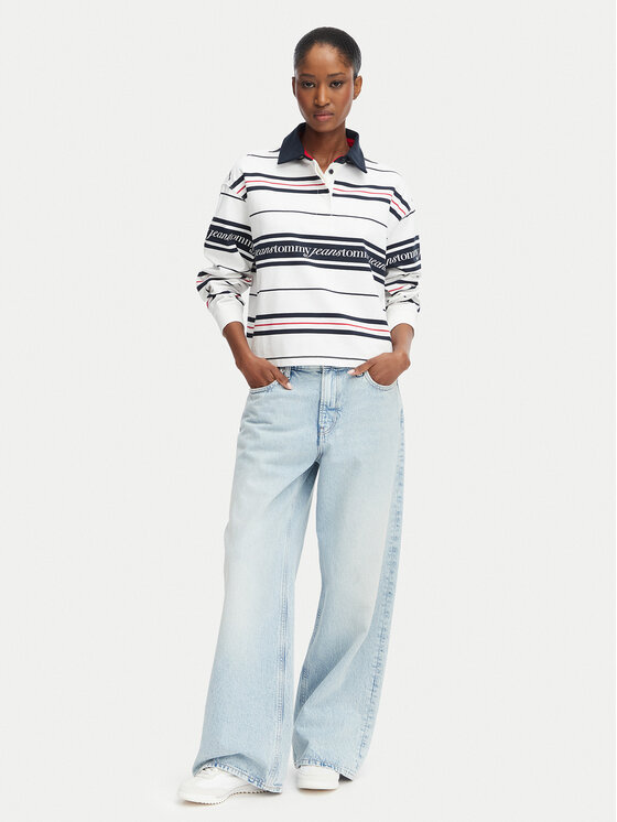 Tommy Jeans Tommy Jeans Тениска с яка и копчета DW0DW23145 Бял Regular Fit