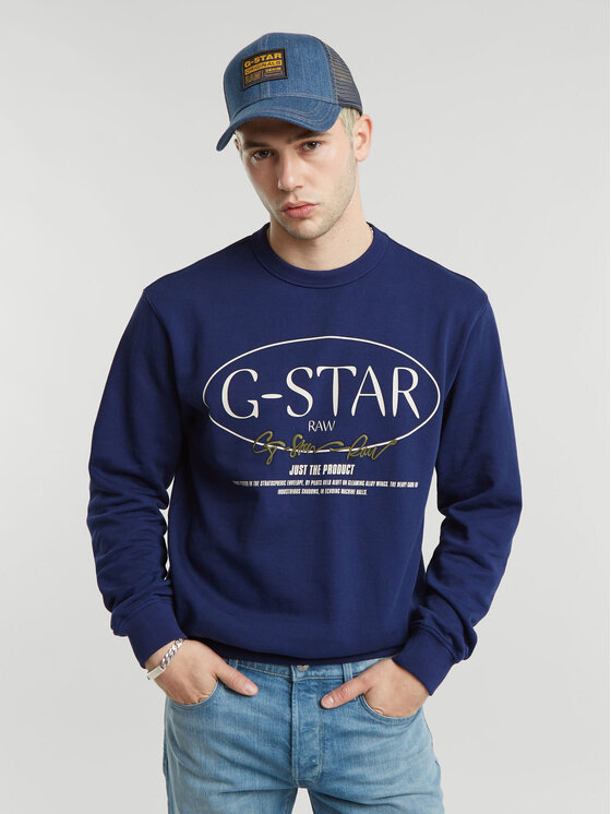 G-Star Raw Mikina Circle D25100-D257 Modrá Regular Fit