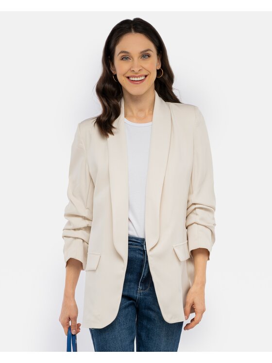 Perso Perso Marynarka ze ściąganymi rękawami Beżowy Casual Fit