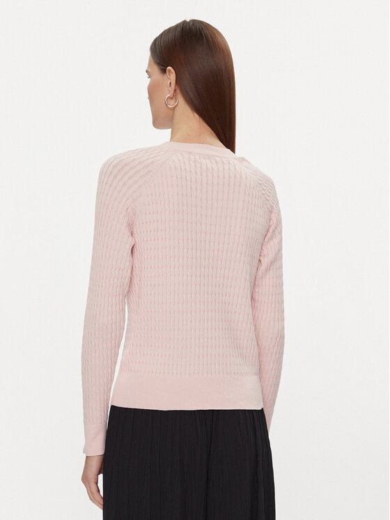 Tommy Hilfiger Tommy Hilfiger Пуловер Co Cable V-Nk Sweater WW0WW40674 Розов Regular Fit
