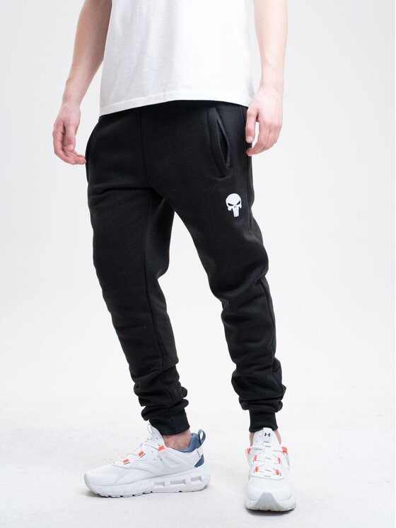 Marvel Marvel Spodnie materiałowe Spodnie Dresowe Męskie Czarne Marvel Comics Punisher Small Logo L Czarny Regular Fit
