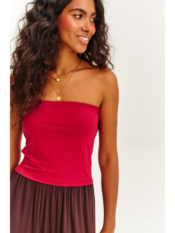 NAOKO NAOKO Top Infinity Ruby Rose Bordowy Regular Fit