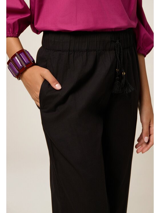 Oltre Oltre Pantaloni di tessuto P264J002329N033 Nero Baggy Fit