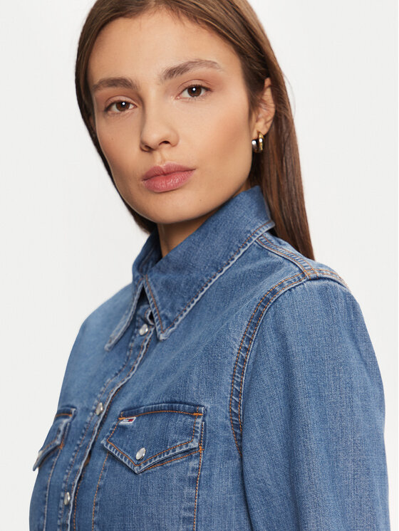 Tommy Jeans Tommy Jeans Džínové šaty Western DW0DW19853 Modrá Regular Fit