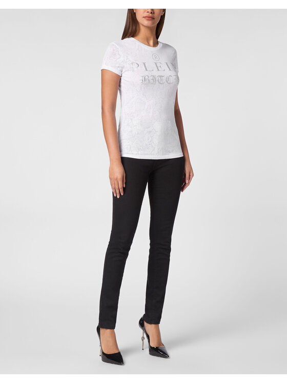 PHILIPP PLEIN PHILIPP PLEIN T-Shirt 20063 Biały Skin Tight Fit