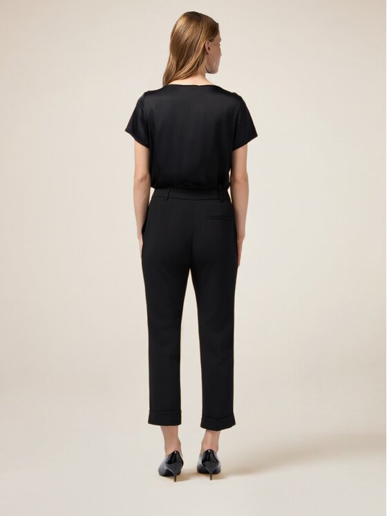 Oltre Oltre Spodnie materiałowe P287R008384N033 Czarny Regular Fit