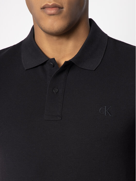 Calvin Klein Jeans Calvin Klein Jeans Тениска с яка и копчета Pique J30J314678 Черен Regular Fit