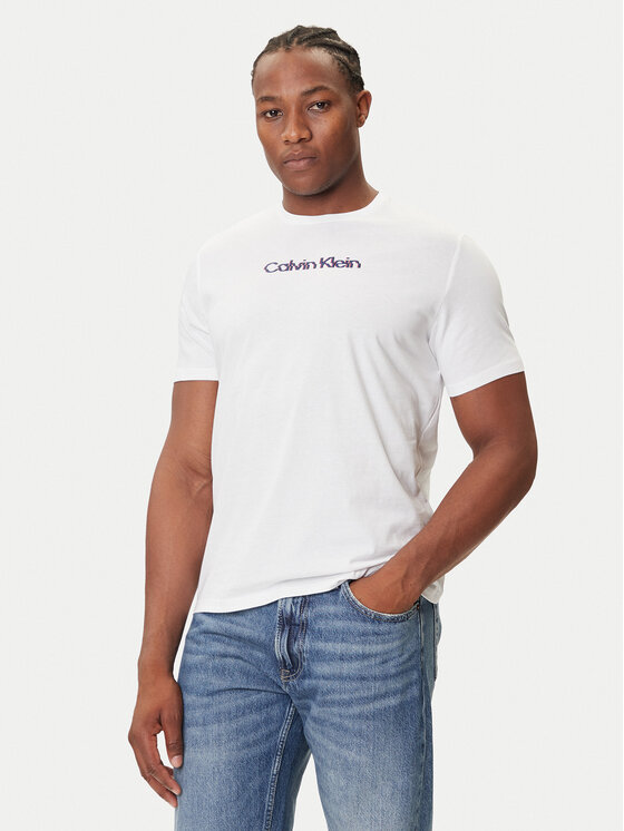 Calvin Klein Jeans Calvin Klein Jeans Tricou Glitched Logo LV04RC858G Alb Regular Fit