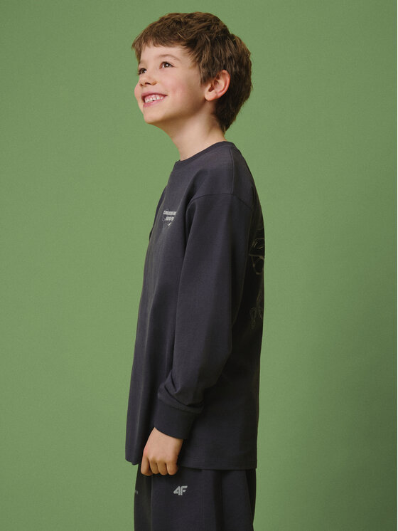 4F 4F Bluza ENJOY THE OUTDOORS Szary ciemny Loose Fit