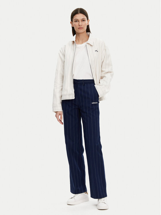 adidas adidas Medžiaginės kelnės Pinstripe JJ3482 Tamsiai mėlyna Regular Fit
