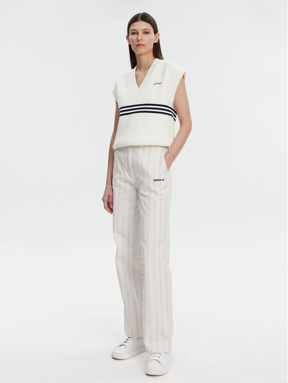 adidas adidas Svetr 3-Stripes JJ3486 Bílá Loose Fit
