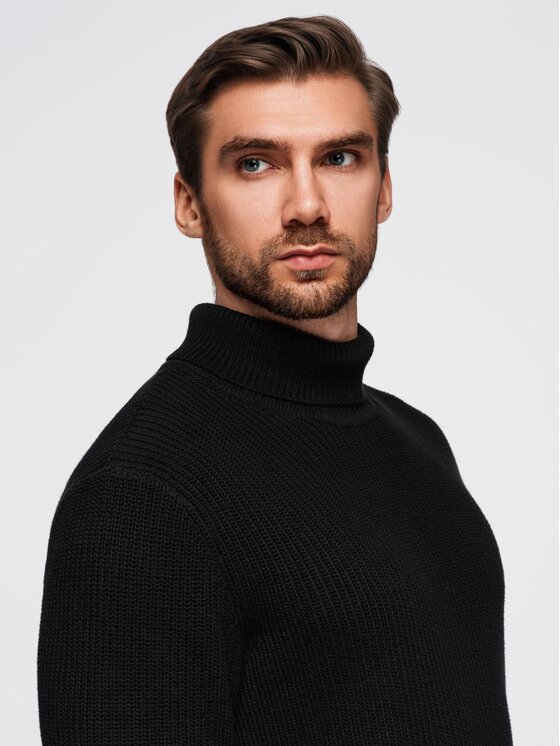 Ombre Ombre Sweter OM-SWTN-0162 Czarny Regular Fit