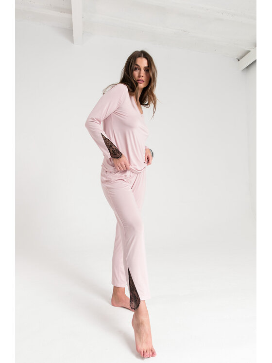 LaLupa LaLupa Spodnie piżamowe LA073 Różowy Comfortable Fit