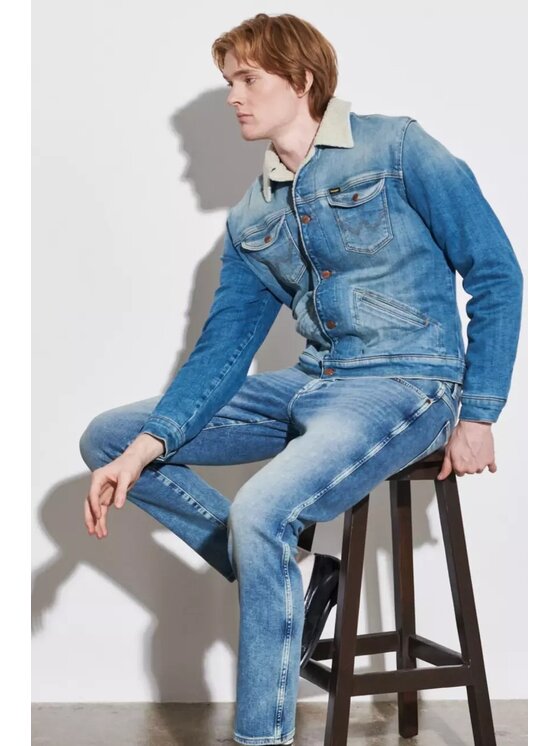 Wrangler Wrangler Kurtka jeansowa 124MJ SHERPA Niebieski Regular Fit