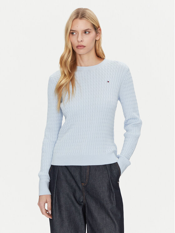 Tommy Hilfiger Tommy Hilfiger Pulover WW0WW44993 Albastru celest Regular Fit