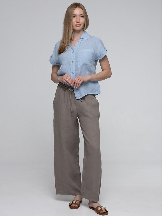 Perso Perso Spodnie materiałowe PTE267299F Beżowy ciemny Wide Leg