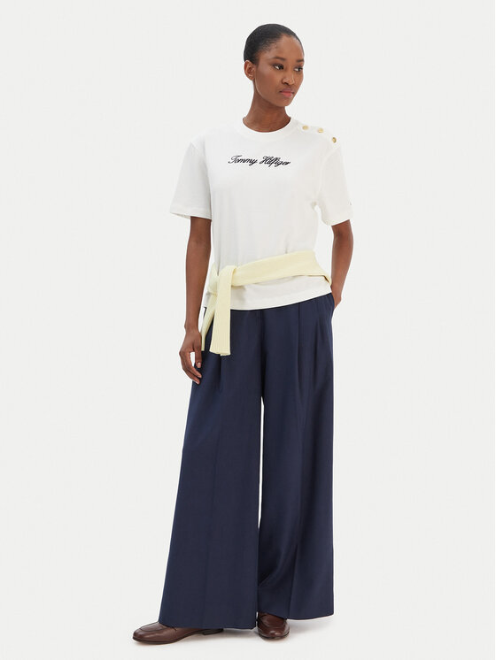 Tommy Hilfiger Tommy Hilfiger Футболка Script WW0WW47819 Écru Regular Fit