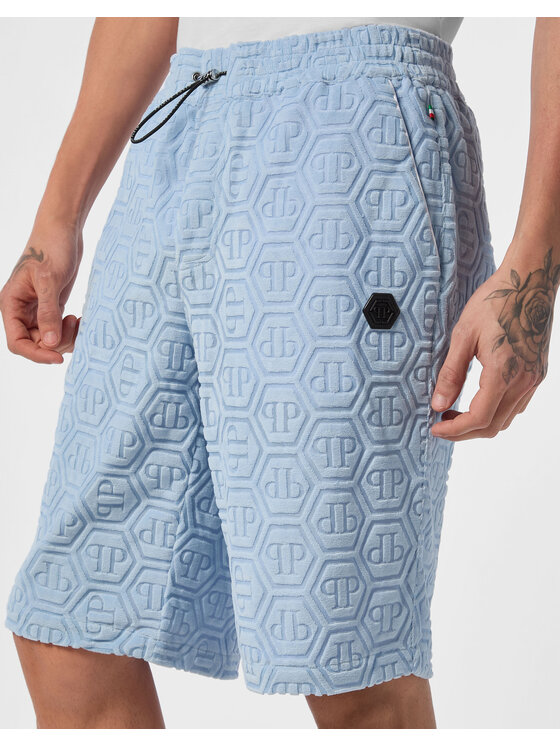 PHILIPP PLEIN PHILIPP PLEIN Bavlnené šortky 24355 Svetlo modrá Regular Fit