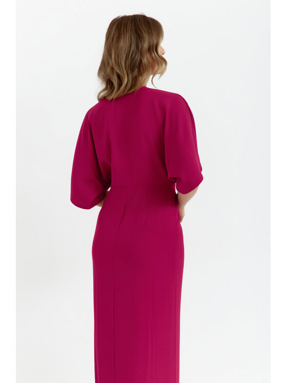 Makover Makover Sukienka codzienna K163 Czerwony Modern Fit
