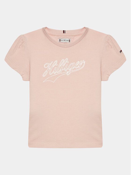 Tommy Hilfiger Tricou Hilfiger Script Tee S/S KG0KG07714 Roz Regular Fit