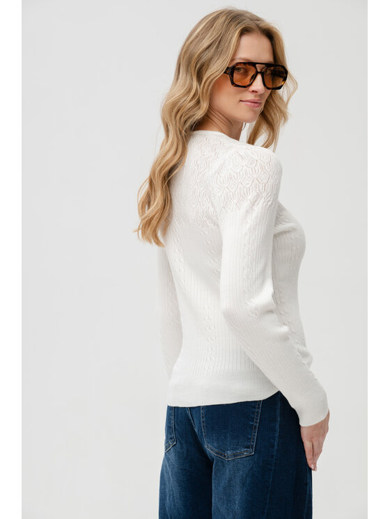 blue shadow blue shadow Sweter Xava Biały Regular Fit